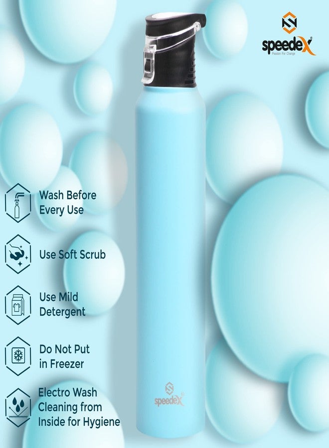 Speedex Stainless Steel Pastel Blue Water Bottle 1 Litre with Flipper Cap | Leak Proof & BPA Free | Fridge Safe Bottle for School, Gym, Office | For Boys, Girls, Men, Women, Kids - Image 4